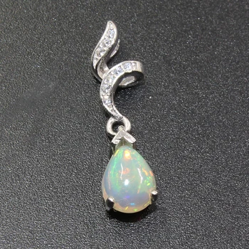 925 hõbe opaal ripats naine 6 mm * 8 mm pirn lõigatud looduslike Austraalia opaal gemstone ripats, hõbe opaal ehted