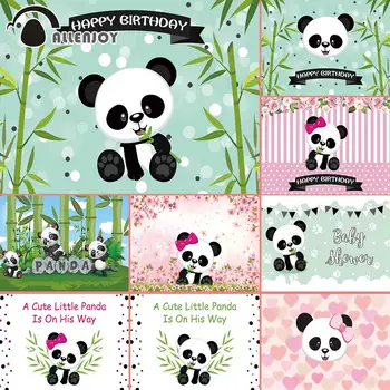 Allenjoy Panda Kohandatud Isiku Tausta Banner Sünnipäevaks Lapse Tausta Triip Bambusest Džungel Poiss, Tüdruk Baby Shower, Photocall