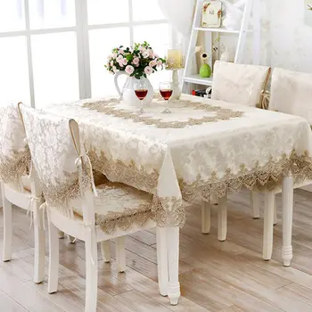 Euroopa luksus tikitud laudlina tabel söögilaud katta ilus ümmargune laud lapiga pits helepruun Kohv TV kate 322