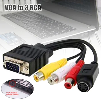 VGA-SVGA S-Video 3 RCA AV TV Out Kaabel, Adapter Converter for PC Arvuti Sülearvuti GK99