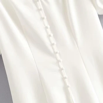 Vintage elegantne mini vabaaja sügav v kaela lühikesed puhvis varrukad naiste kleit seksikas valge kleit suvine kleit 2019 beach vestidos