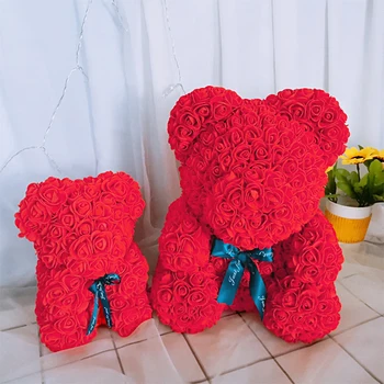 2020 Teddy Bear ystävänpäivä Kingitus 25cm Roosi Lille Kunstlikku Lille Teenetemärgi Tüdrukud Sünnipäev Jõulud Valentines Kingitus