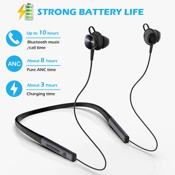 Cigfun Traadita Kõrvaklapid ANC Kõrvaklappide Bluetooth5.0 Spordi-Kaelus Kõrvaklapid Koos Mikrofoniga Aktiivne Müra Tühistamise Peakomplekti Telefoni