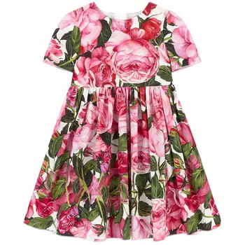 Lapse Õhtune Kleit Uus Euroopa ja Ameerika Stiilis Tüdruku Flower Print Lühikese Varruka Kleit Printsess Kleit 5 10 12 aastat