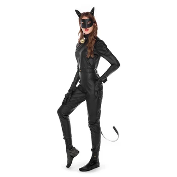 Superkangelane Must Kass Noel Cosplay Kostüüm Täiskasvanud Naiste Halloween Puhkus Pool Rolli Mängib Catwoman Kostüümid Komplekt
