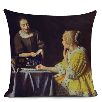 Vermeer Õli Maali Kunst Teenetemärgi Padi Tüdruk Seljas Pearl Kõrvarõngad Prindi Padjapüür Voodipesu Padja Kate Home Decor