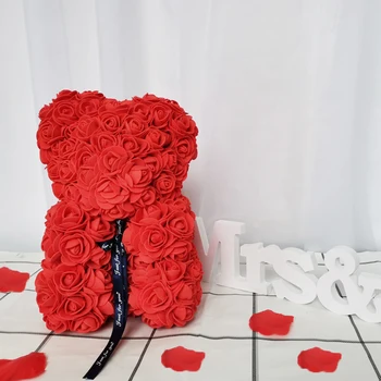 2020 Teddy Bear ystävänpäivä Kingitus 25cm Roosi Lille Kunstlikku Lille Teenetemärgi Tüdrukud Sünnipäev Jõulud Valentines Kingitus