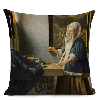 Vermeer Õli Maali Kunst Teenetemärgi Padi Tüdruk Seljas Pearl Kõrvarõngad Prindi Padjapüür Voodipesu Padja Kate Home Decor