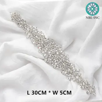 (1) Gold crystal pruudi rhinestone applique vöö pulm tiiva pulmad kleit ja tarvikud WDD0238
