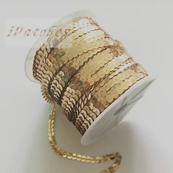 1 Rull/Palju (100 Meetrit) 6mm Korter Ring pvc Litrid Rulli Paillettes õmblemine kohta, sisekujundus ,Hele Kuldne peep varba kingad Lindi Riide jaoks Aksessuaar