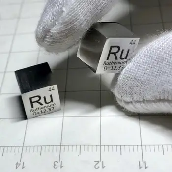 10 X 10 X 10 mm, 6-Sided Harjatud Viimistlus Kahepoolne Graveeritud Metall Ruteenium Cube Perioodilise Tabeli Elemente, Kuup (RE≥99.9%)