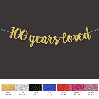 100 aastat armastanud banner 100. sünnipäevaks teenetemärgi gold glitter märk pulma-aastapäeva pool decor