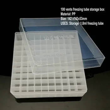 100pieces plastikust 1.8 ml külmutamine toru + üks töö 100 tuulutusavad plastikust Külmutamine toru ladustamise kasti katse