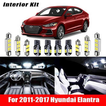 10tk Valge LED Lambi Auto Pirnid Interjööri Pakett Komplekt Hyundai Elantra 2011-2017 Kaart Dome Pagasiruumi numbrimärk Valgus