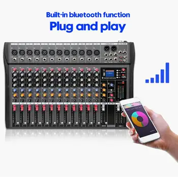 12 Kanaliga bluetooth, Sound Mixing Console Reverb Mõju Digitaalse Audio Mixer Võimendi MP3 USB Phantom Power Muusika Salvestamine
