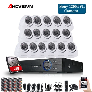 16CH CCTV Süsteemi 1080P 16CH DVR CCTV Turvalisus Kaamera Süsteemi 1200tvl siseruumides Päeval Öösel IR Kaamera Kit videovalve Süsteem