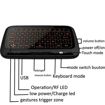 2.4 G H18/H18+ Taustavalgustusega Mini Wireless Klaviatuur täissuuruses Touchpad Õhu Hiirt, Laetav Remote Control PC Android TV Box