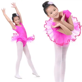 2018 Lapse Tüdrukud Koolitus Võimlemine Ballet Tutu Leotard Lühikesed Varrukad Tantsu Kleit Suurus 4