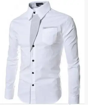 2018 Meeste triibuline plaaster disain pikkade varrukatega särk casual meeste slim särk, 7 värvid