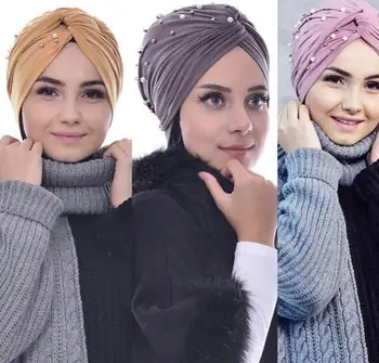 2020 Moslemi Naiste Profileerimine Turban Müts Hijab Mütsid Peas Wrap Sall Naine Venitada Beanie Müts Keemia Turban Islami India Mütsid