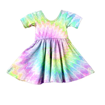 2021 Laste Kevad-Suvel Baby Girl Armas Puuvillane Riided Hulgi Boutique Lapsed Tie-värvitud Twirls Kleidid Vabaaja Pool Kleit