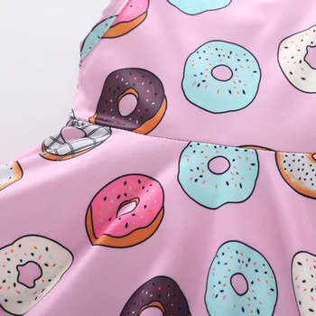 2021 Mood Macaron Prindi Tüdrukute kleidid Suvel Puuvillane Varrukateta Laste Vest Kleit Kevadel ümber Kaela Armas Donut Mustriga Kleit