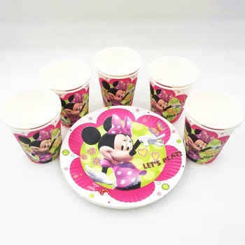 20p/komplekt Minnie Mouse Sünnipäeva Asjade Plaadid Tassi Ühekordsed Nõud Pool Soosib Kaunistamiseks Kook Roogasid