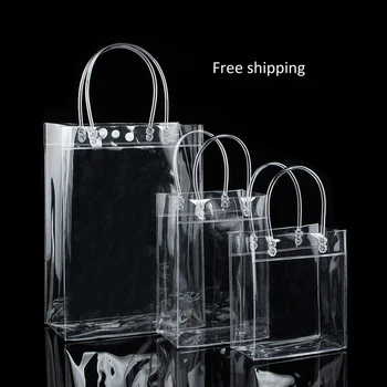 20pcs/palju Läbipaistev, pehme PVC kingitus tassima pakendamise kotid, käsi aasa, läbipaistvast Plastikust käekott, kosmeetika kott, GG tasuta shipping