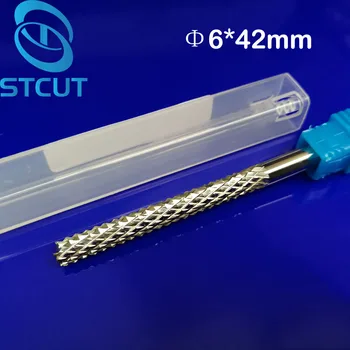 2pc 6*42mm Karbiid Lõpus Graveerimine Freesimine Edge Cutter Puurida CNC PCB Ruuteri Bitti Mill PCB Circuit Board Klaaskiud