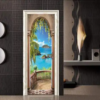 2tk 3D Looduslik Maastik Ukse Tapeet Home Decor isekleepuv, Veekindel Eemaldatav Plakat, Kleepsud Ustel Seina Decal