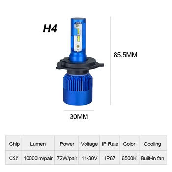 2tk H1-H7, H11 LED Auto mini Pirn 12V CSP Kiip 9005/HB3 9006/HB4 H8 H9 10000Lm 6500K 72W 24V LED Vilkur Ampull Lamp Auto