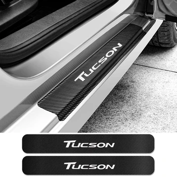 4TK Auto Ukse Läve, Kleepsud Hyundai Tucson Carbon Fiber Kile Auto Ukse Läve Plaadi Kate Kleebised Auto Tuning Aksessuaarid