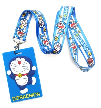 5 tk cartoon Doraemon kaelarihma Kaardi Bussi-ID Omanikud Identiteedi Märk kaelapaela kinnitamine