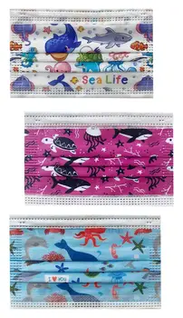 50/100/500PCS ühekordsed maskid laste marine seeria trükitud spunlace mitte-kootud kolme-kihi meritäht dolphin maskid
