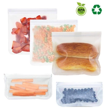 5PC PEVA Korduvkasutatavad Toidu Kotid Toidu Värske, Hoides Leiba Sandwich Ladustamise Kott Lukuga Kott Eco-sõbralik Läbipaistva Toiduainete Säilitamise Kotid