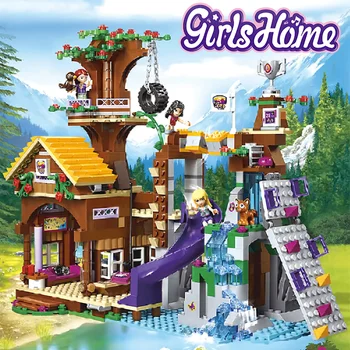 739pcs Sõber Adventure Camp Puu Maja ehitusplokid Ühilduv linna tüdruk joonis Tellised Hariduslik Mänguasi Lastele