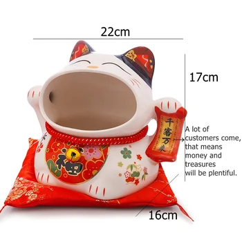 8 tolline Keraamiline Maneki Neko Candy Box Õnnelik Kass Raha Kasti Notsu Panga Õnn Kass Ladustamise Suupiste Jar