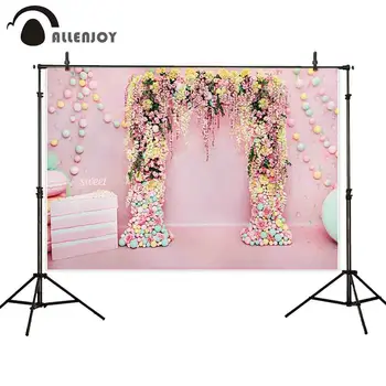 Allenjoy photophone tausta Pulmad kevadel roosa lille magus värviline jutumullid fotograafia taustaga photobooth photocall
