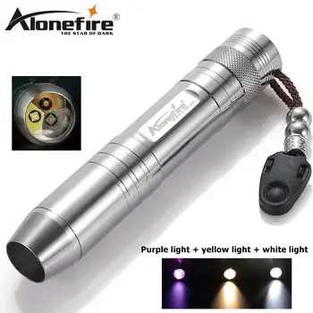 AloneFire SV300 5W CREE LED Valge Kollane & UV 365nm Taskulamp Gem Amber Jade Must LED Taskulamp