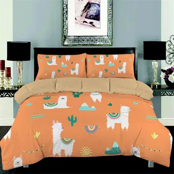 Alpaca Prinditud Voodipesu Komplekt 3D Cartoon tekikott Set Bedclothes Koos Padjapüür Kate kodutekstiilid Twin Täis Queen, King Size