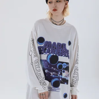 Aolamegs Dressipluus Meeste Universumi Kosmoselaev Planeedi Trükitud Pullover Paar Mõõdus O-Kaeluse High Street Fashion Streetwear Sügis