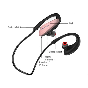 Awei Sport Blutooth Earbud Kuular Traadita Kõrvaklappide Peakomplekt Auriculares Bluetooth Kõrvaklappide Jaoks Kõrva Telefon iPhone Töötab