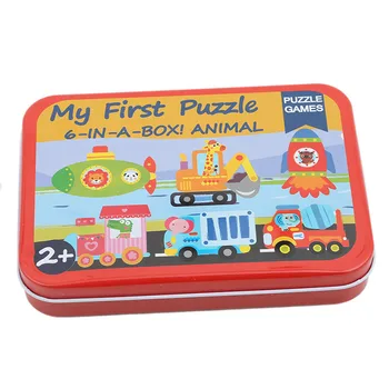 Beebi mänguasjad 6 1 rauast kasti multikas loomade Puidust puzzle lastele Montessori alguses haridus mänguasjad, kingitused lastele CX899067