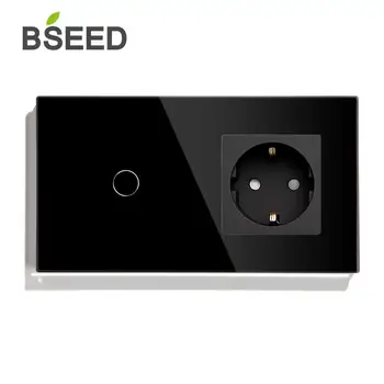 BSEED Touch Lüliti 1 Gang 1 Viis 2-Tee ELI Standard Pesa Must White Gold Crystal Glass Panel (juhtpaneel Lülitub 16A