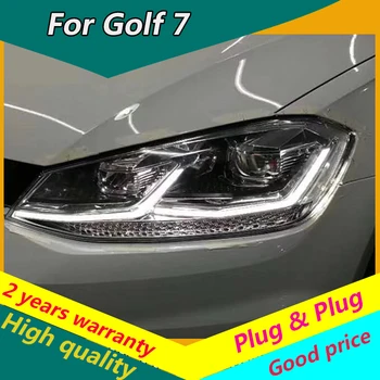 Car Styling Pea Lamp VW GOLF 7 MK7 Uuendada MK7.5 Disain Golf 7.5 Esituled LED Vilkur PÄEVATULED Bi-Ksenoonlaternad ja Objektiivi Topelt U