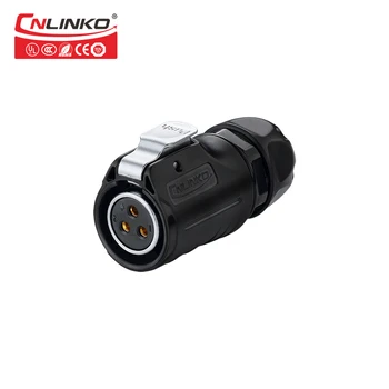 CNLINKO LP20 seeria 3 Pin Veekindel Ümmarguse must pistik M20 in-line-kaabli ühenduspesa Väljas Power Veekindel IP67 AC Connector