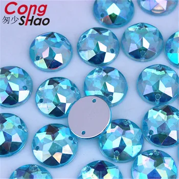 Cong Shao 100TK 15mm AB Värviline Ring flatback kristallid Akrüül Rhinestone sisekujundus õmblemine 2 Auku kostüüm Nuppu Aksessuaar CS325