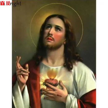 Diamond Maali Jeesuse Püha Süda, Rist, Kristlik-Religioosne Pilt DIY 3D Diamond Tikandid Värvimine Poolt Numbrid XY1