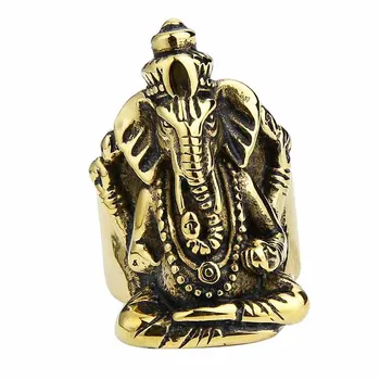 EdgLifU Mehed Ringi Tai Buddha elevant Tai Pikanet GANESHA GANESH Rõngad, Roostevabast Terasest Kuldne Lahedad Ehted Sõrmused Meeste