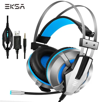 EKSA E800 Wired Gaming Headset USB LED Stereo-Kõrvaklapid Koos Mikrofoniga Gaming Kõrvaklapid PS4 Xbox Üks Arvuti PC Gamer